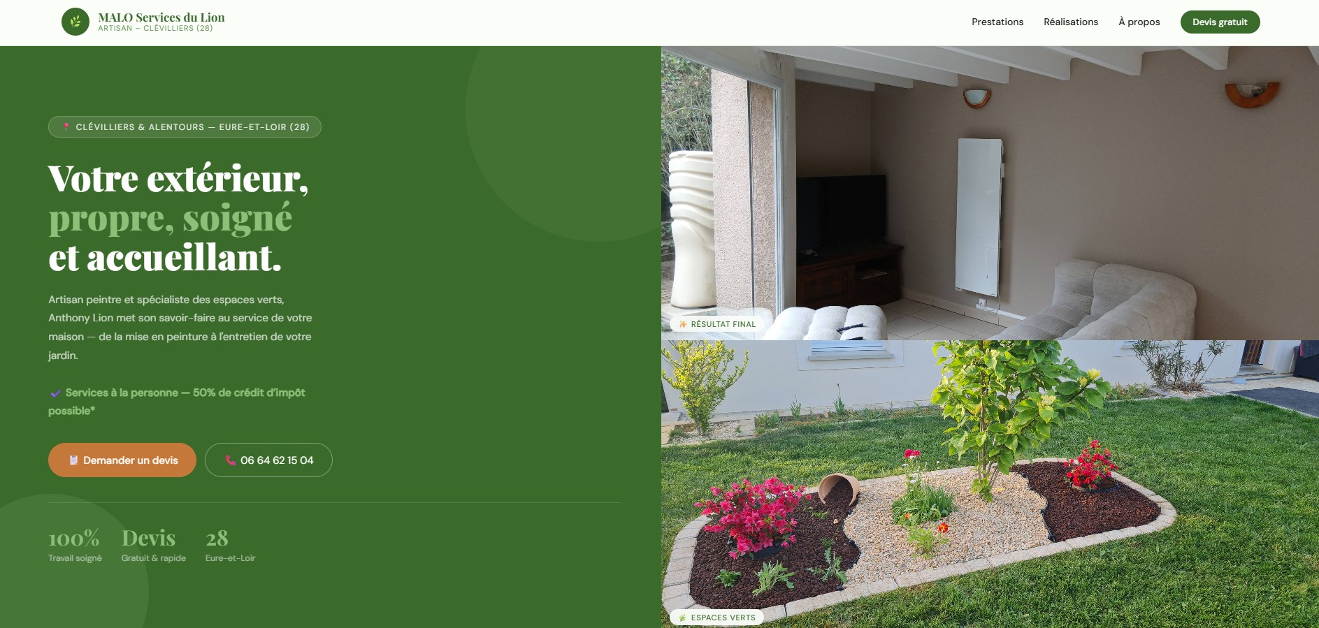 Aperçu du site MALO Services du Lion